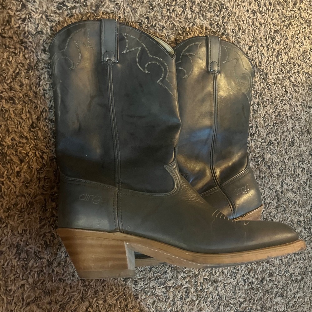Dingo Western Cowboy Boots USA Made Leather Stitch Detail Gray Size 10 D Mens